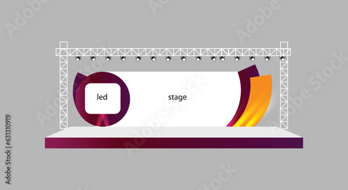 Event Stage design for business conferences, and corporate projects presentations, with slides on projection screens. truss and Light