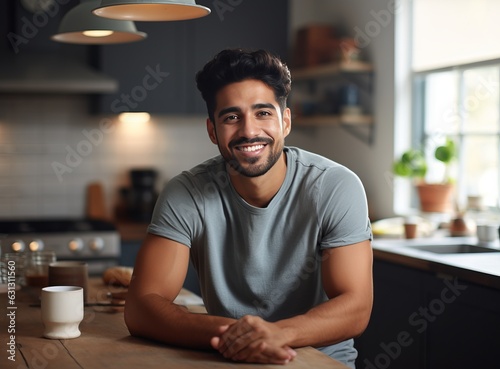 Smiling man in home