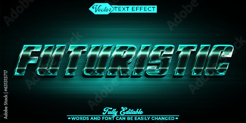 Turquoise Futuristic Vector Editable Text Effect Template
