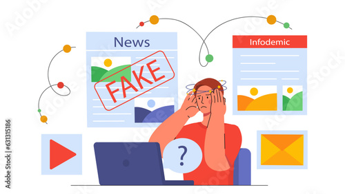 Man with media info noise vector concept