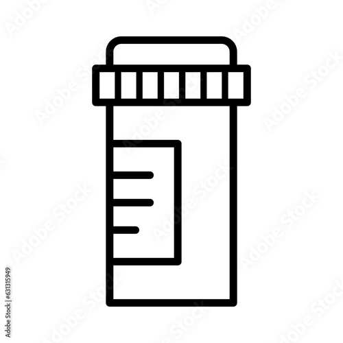 Black single pills bottle line icon, simple health medicine flat design vector pictogram, infographic vector for app logo web website button ui ux interface elements isolated on white background