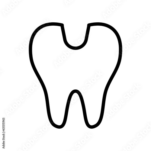 Black single tooth decay line icon, simple outline dental problem care flat design pictogram, infographic vector for app logo web button ui ux interface element isolated on white background
