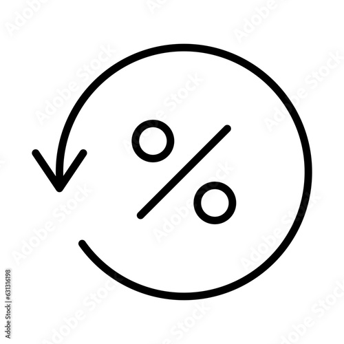 Black round loan percent refresh icon, simple return exchange fees flat design pictogram, infographic vector for app logo web website button ui ux interface elements isolated on white background