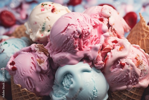 ice cream balls closeup.