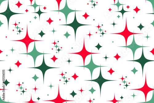Abstract mid-century Christmas design with stars in a seamless repeat pattern - Vector Illustration photo