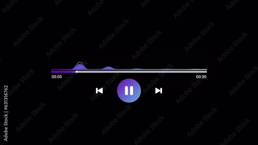 Dots Audio Waveform Visualization Animation, Music player scroll bar button with audio reactor, Music player scroll bar button with audio reactor, Music timeline or video track player,