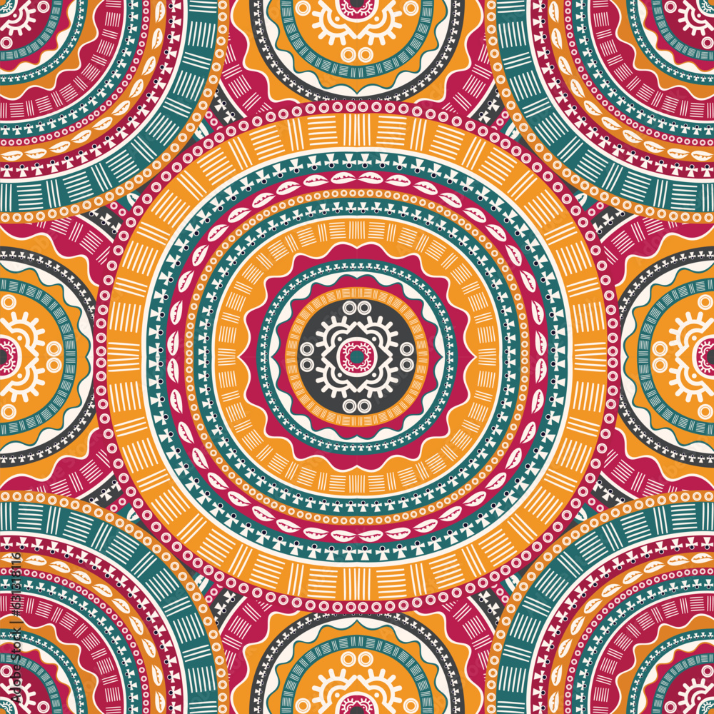African tribal style fabric seamless pattern colorful geometric shapes for textile background,texture,batik,carpet,mosaic,ceramics,backdrop,wallpaper,clothing,craft,wall,floor,decorative,building,retr