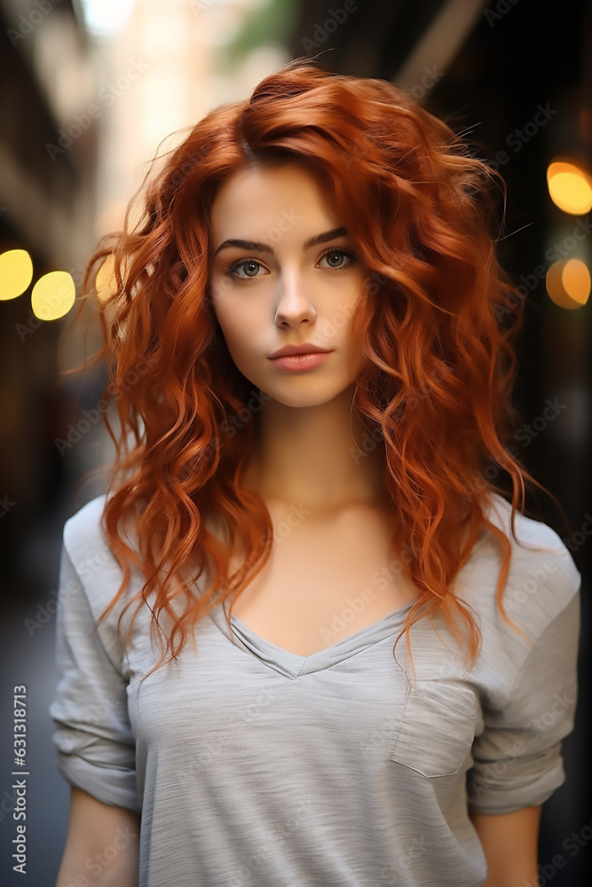 Portrait of modern woman in city looking to camera close up Portrait of modern woman in city looking to camera close up