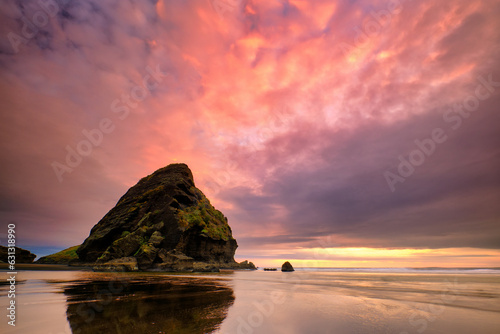 Taitomo Rock, Piha Beach, New Zealand. photo