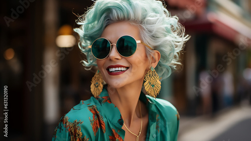 Portrait of modern woman in city looking to camera close up