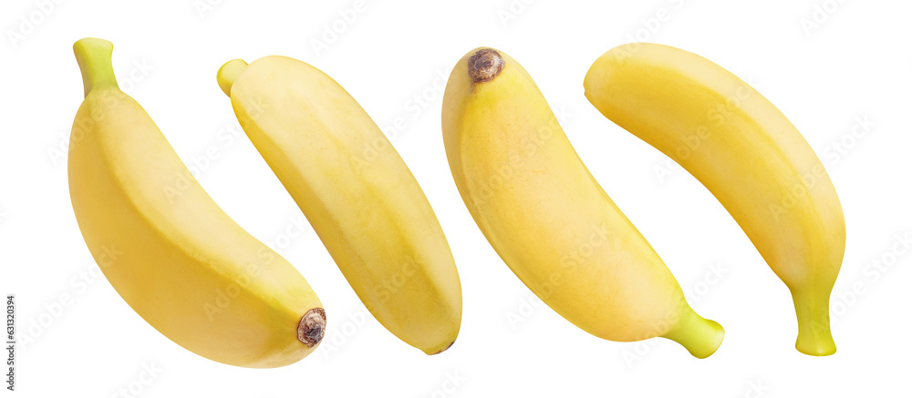 Set of delicious baby bananas, cut out