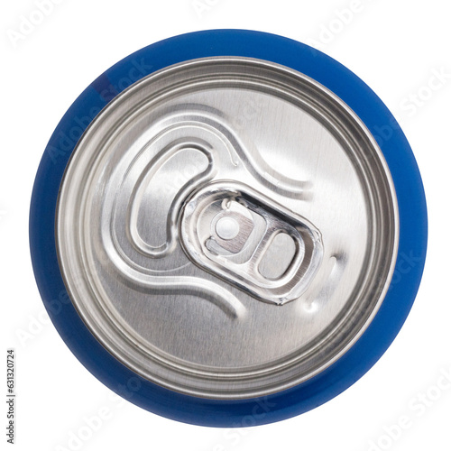 Tin can with a drink isolated on transparent background. View from above.