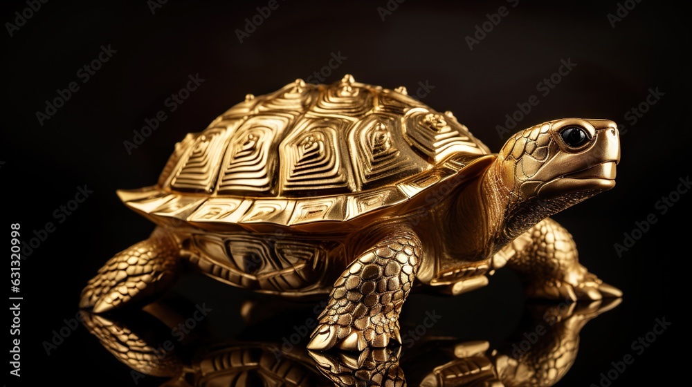 Isolated golden tortoises in Thai style coins foto de Stock | Adobe Stock