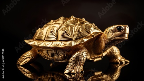 Isolated golden tortoises in Thai style coins