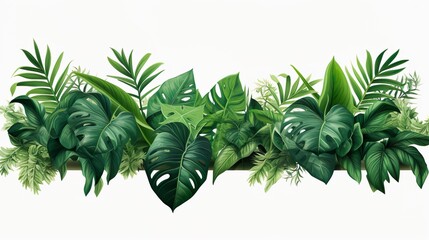 Tropical leaves collection. Vector isolated elements