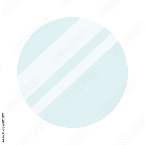Round frameless mirror with reflection, interior design element for living room or cabinet, vector