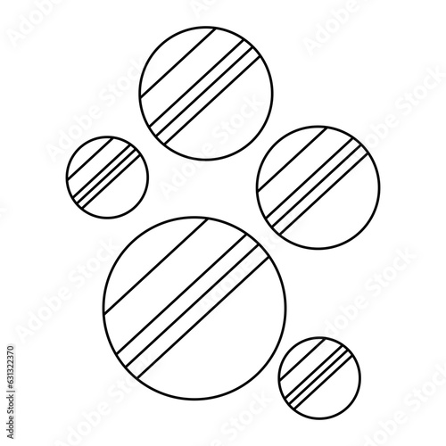 Set of round frameless mirrors with reflection, doodle style flat vector outline for coloring book