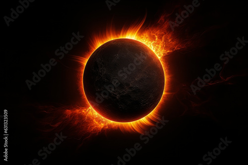 Solar eclipse in space. Generative AI