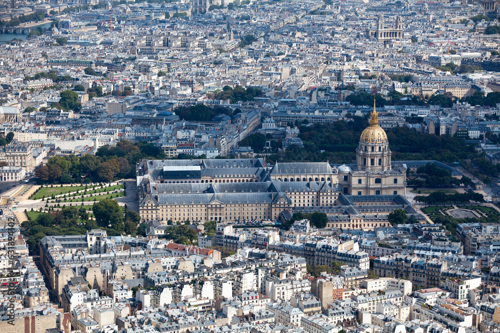 Aerial view of the Hôtel des Invalides in Paris