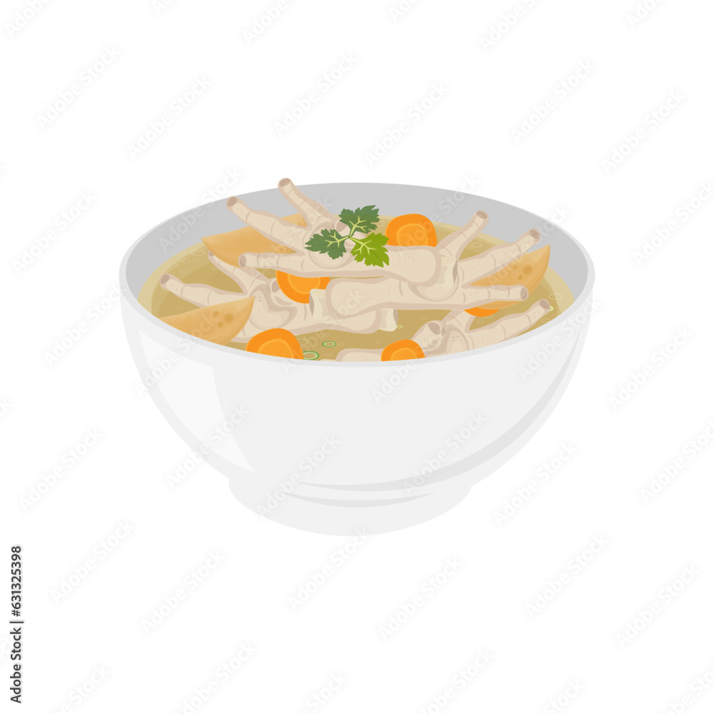 Logo Illustration of Chicken Feet Soup in a Bowl
