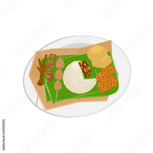 Indonesian Food Illustration Logo Nasi Angkringan Menu