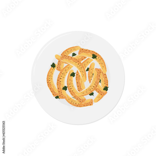 Illustration Logo Roasted Corn Ribs On A Plate