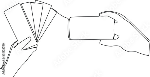 One continuous line drawing of Freelancer filling invoice, distance job payroll, money transfer online, remote and work payment concept. Doodle vector illustration in simple linear style.
