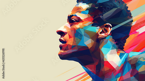 a surreal illustration about sport, vibrant colors, cubism, pixel art.