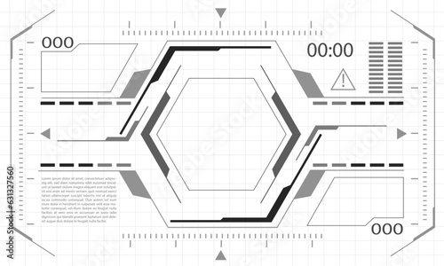 HUD sci-fi interface screen monochrome view design virtual reality futuristic technology display vector