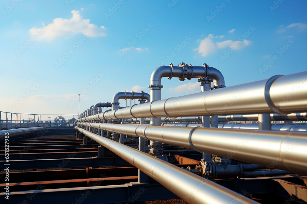 Industrial pipes, outdoor, blue sky