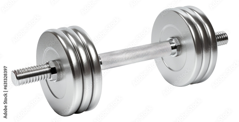 Fototapeta premium Silver dumbbell isolated.