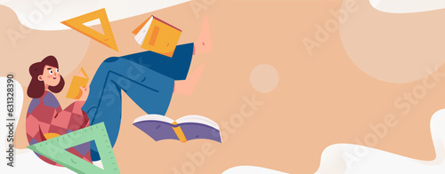 Education learning people flat vector concept hand drawn illustration
