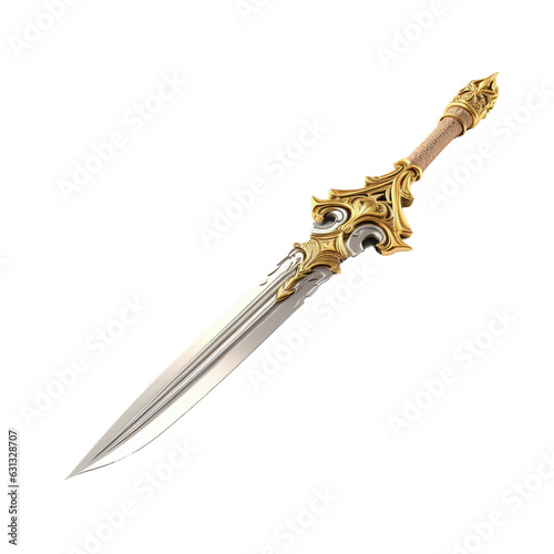 Gold sword on transparent backround.