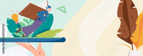 Education learning people flat vector concept hand drawn illustration
