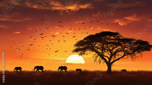 Sunset Over the Vast Savanna Landscape