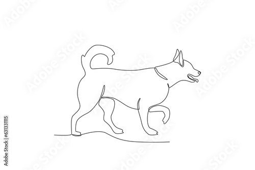 A stray dog walking. World animal day one-line drawing
