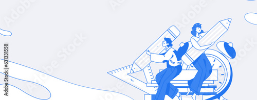 Education learning people flat vector concept hand drawn illustration
