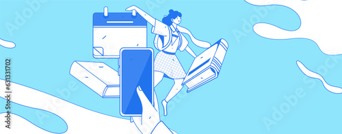 Education learning people flat vector concept hand drawn illustration
