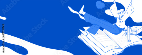 Education learning people flat vector concept hand drawn illustration
