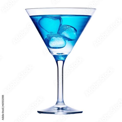 blue martini cocktail isolated on transparent background cutout