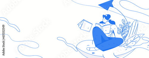 Education learning people flat vector concept hand drawn illustration
