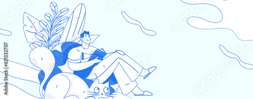 Education learning people flat vector concept hand drawn illustration
