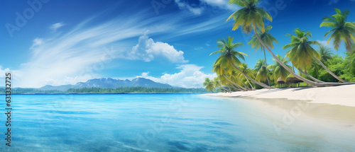 beach with palm trees © adam
