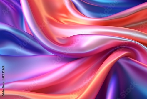 abstract background with 3d wave bright gold and purple gradient silk fabric. generative ai