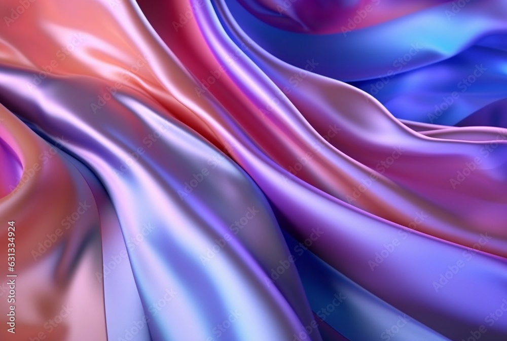Fototapeta premium abstract background with 3d wave bright gold and purple gradient silk fabric. generative ai