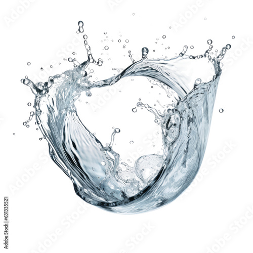 Circular water splash isolated om transparent.