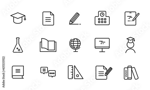 教育のアイコンセット/学校/学問/勉強/イラスト/ベクター