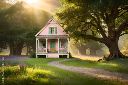 A Toy House in a Grassland Haven" a small wooden house for playing