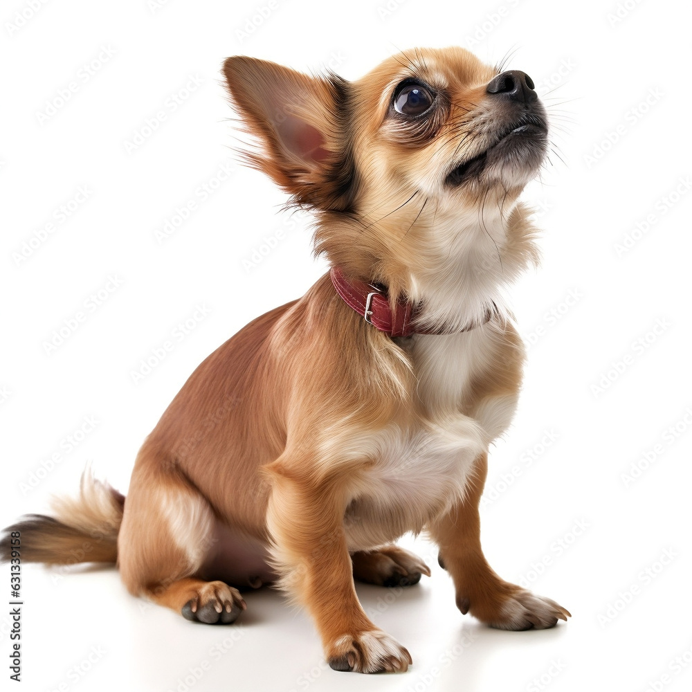 lovely chihuahua puppy in cute gesture on white background