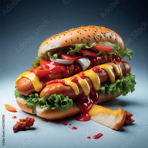 hot dog watercolor on black background